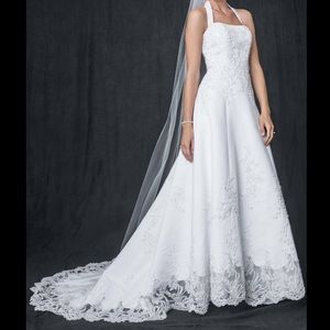 A-line Wedding Gown- Halter w/ beaded lace
